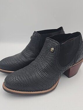 Twisted X Women's Black Leather Booties Boots Slip On 7.5 Shoes Western